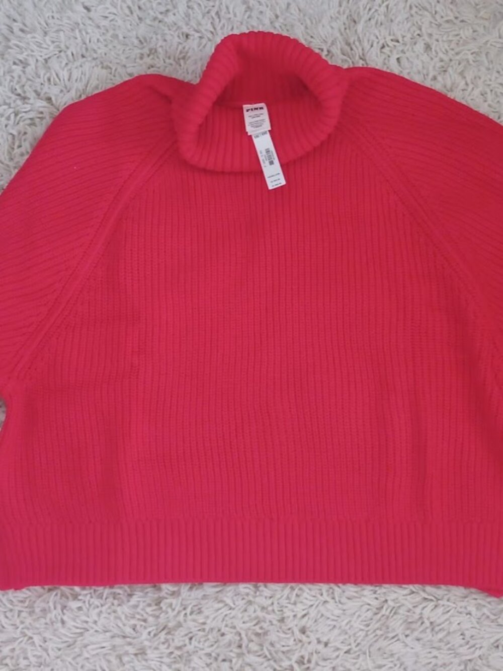 PINK Victoria's Secret XXL Red Ribbed Turtleneck Sweater NWT MSRP $69.95
